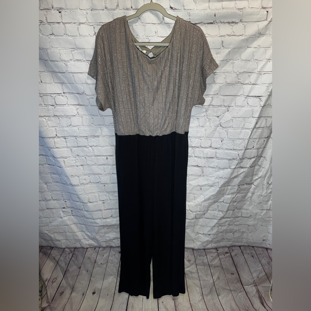 Maurices Shimmering Silver and Black Jumpsuit